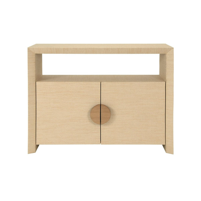 Aspen Natural Grasscloth Console Cabinet by Worlds Away at Fig Linens and Home - Front View
