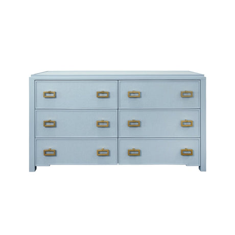 Atticus Light Blue 6 - Drawer Dresser by Worlds Away 34"H x 60"W x 20"D Light Blue at FIG LINENS AND HOME 2
