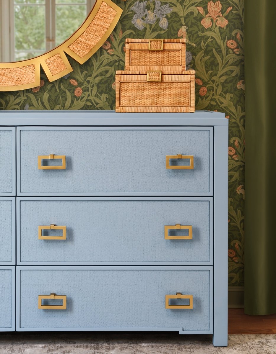 Atticus Light Blue 6-Drawer Dresser by Worlds Away - Lifestyle 2 at Fig Linens and Home