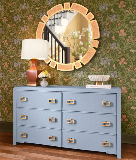 Worlds Away Atticus Light Blue Dresser with 6 Drawers at Fig Linens and Home