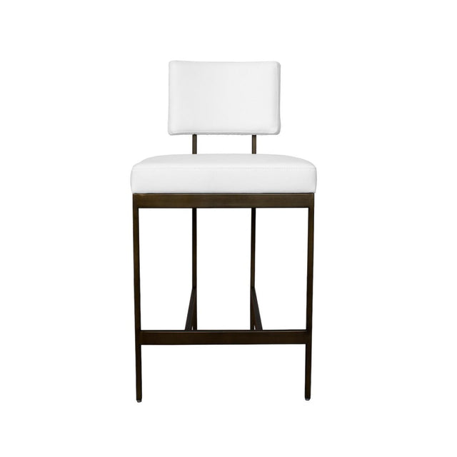 Baylor Bronze & White Vinyl Counter Stool 39"H x 19.5"W x 22"D Bronze & White at FIG LINENS AND HOME 1