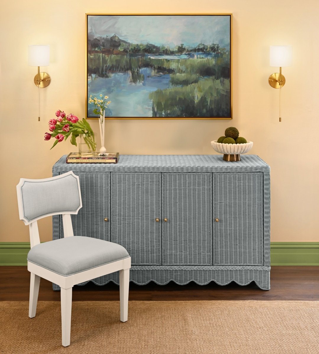 Beatrice Light Blue Buffet by Worlds Away at Fig Linens and Home - Lifestyle View