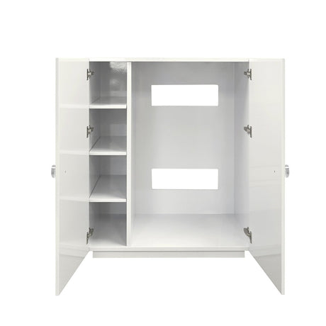 Beau White Cabinet by Worlds Away at Fig Linens and Home - Doors Open View