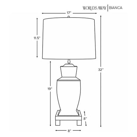 Bianca Table Lamp at Fig Linens and Home - Dimensions