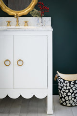 Black & Cream Wastebasket with Lion Handles by Worlds Away at Fig Linens and Home 1