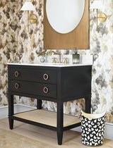 Black & Cream Wastebasket with Lion Handles by Worlds Away at Fig Linens and Home 2