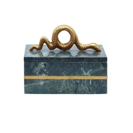 Boa Green Marble Box by Worlds Away 6.25"W x 4"D x 4"H Green at FIG LINENS AND HOME 1