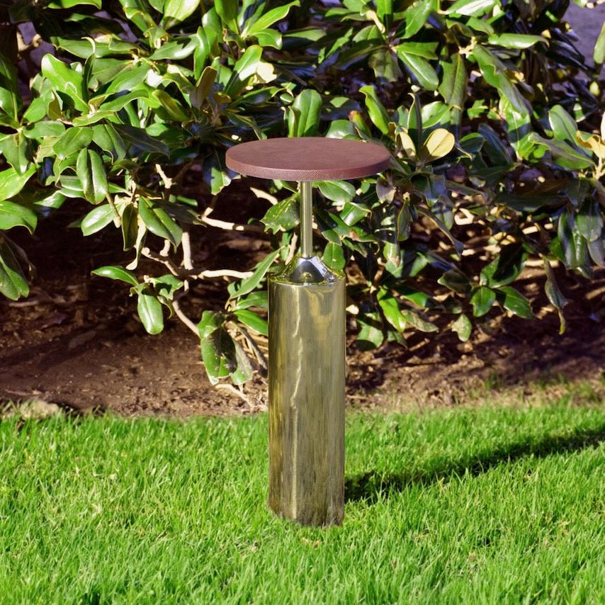 Bolton Brass Base Cigar Table with Round Leather Top by Worlds Away 10" Dia x 24.75"H Brass at FIG LINENS AND HOME 4