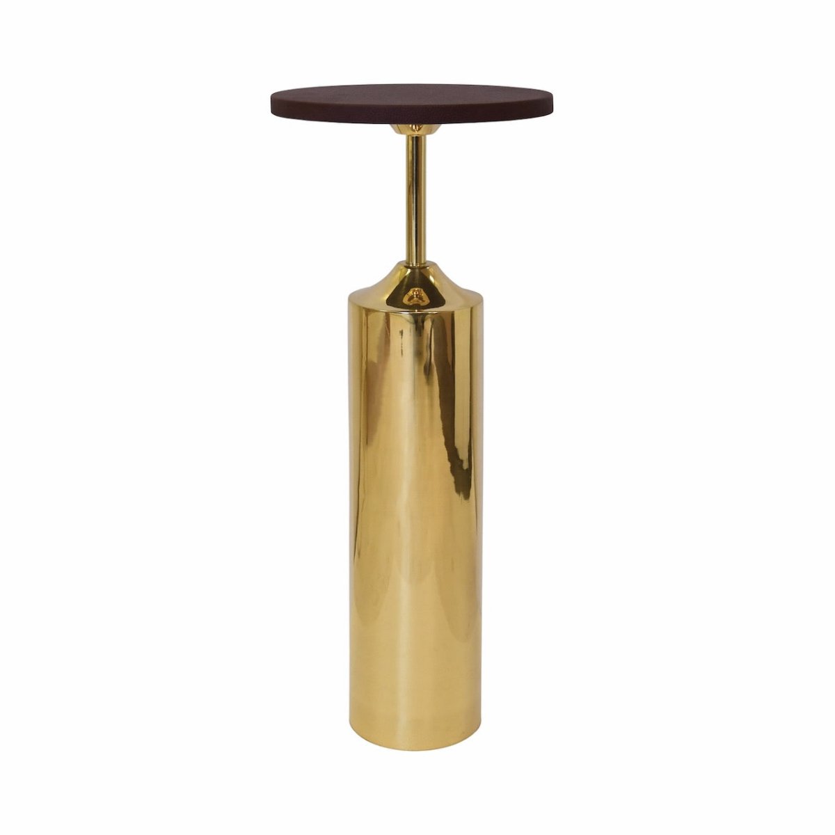 Bolton Brass Base Cigar Table with Round Leather Top by Worlds Away 10" Dia x 24.75"H Brass at FIG LINENS AND HOME 1