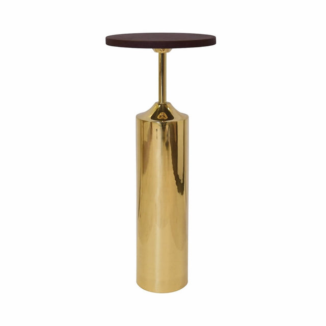 Bolton Brass Base Cigar Table with Round Leather Top by Worlds Away 10" Dia x 24.75"H Brass at FIG LINENS AND HOME 1