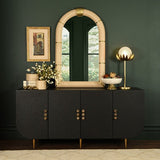 Bowie Arched Faux Ivory Leather Mirror by Worlds Away 48.4" H x 2.8" W  x 30.7" D Ivory and Antique Brass at FIG LINENS AND HOME 2