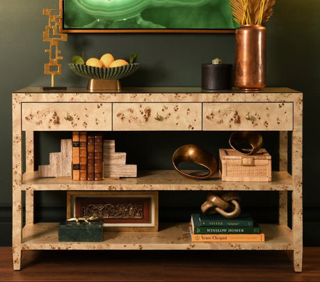 Briar Burlwood Console Table by Worlds Away at Fig Linens and Home - Lifestyle View 2