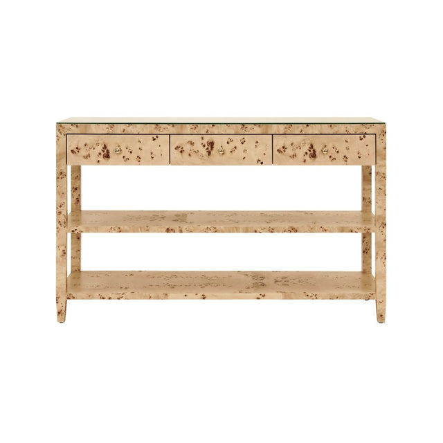 Briar Burlwood Console Table by Worlds Away at Fig Linens and Home - Front View