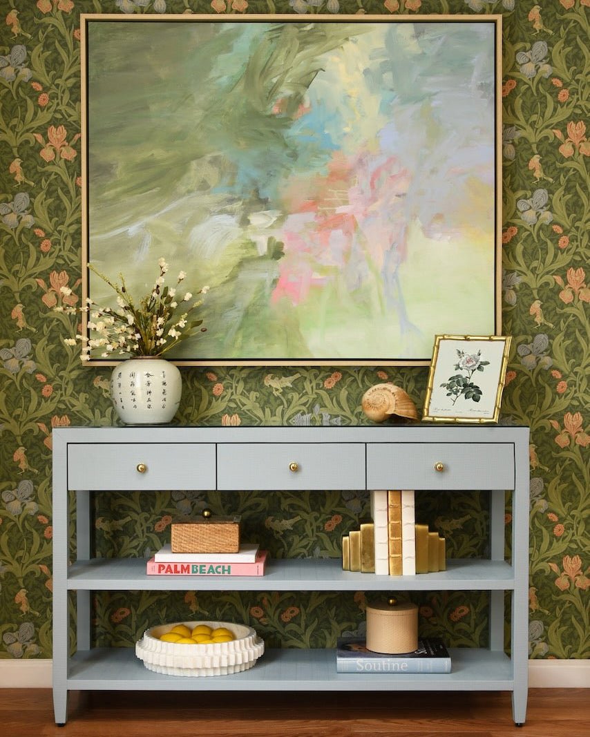 Briar Light Blue Console Table by Worlds Away at Fig Linens and Home | Lifestyle 1