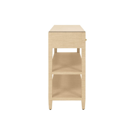 Worlds Away Briar Natural Console Table at Fig Linens and Home - Side View