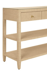 Worlds Away Briar Natural Console Table at Fig Linens and Home - Corner Detail View