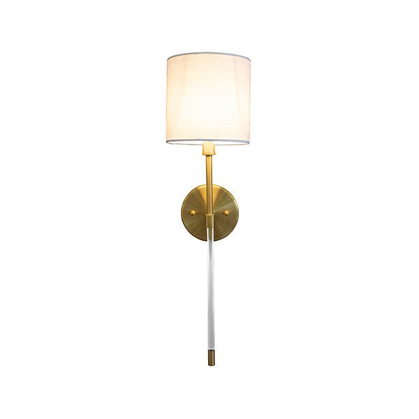 Bristow Acrylic & Brass Sconce by Worlds Away - Lit View with Bulb On