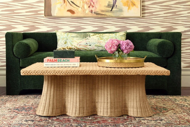 Britney Scalloped Coffee Table | Worlds Away Rattan Coffee Tables at Fig Linens and Home Lifestyle 1