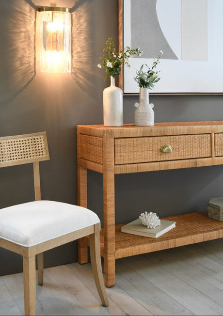 Britta White Klismos Cane Dining Chair by Worlds Away at Fig Linens and Home - Lifestyle 2