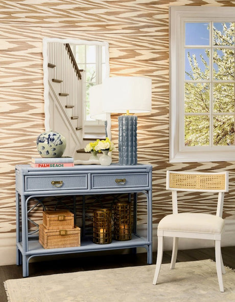 Britta White Klismos Cane Dining Chair by Worlds Away at Fig Linens and Home - Lifestyle 1