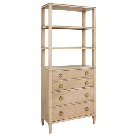 Worlds Away Brooke Cerused Oak Etagere at Fig Linens and Home - Angle