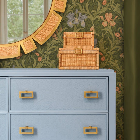 Bruno Large Woven Rattan Box Worlds Away at Fig Linens and Home - Lifestyle 1