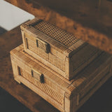 Worlds Away Bruno Small Woven Rattan Box | Decorative Boxes at Fig Linens and Home - Lifestyle 3