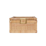 Bruno Small Woven Rattan Box Worlds Away at Fig Linens and Home - Front View