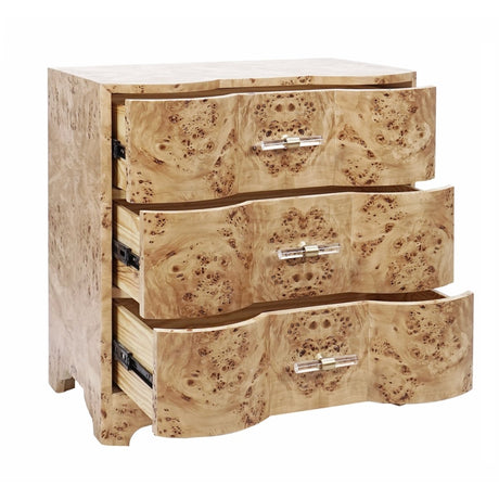 Calvin Burlwood Side Table by Worlds Away at Fig Linens and Home - Drawers Open View