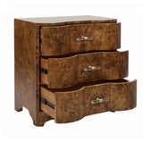 Calvin Dark Burlwood Side Table | Worlds Away at Fig Linens and Home - Drawers Open View