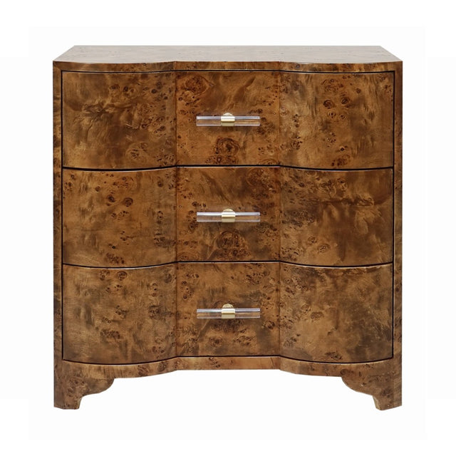 Calvin Dark Burlwood Side Table | Worlds Away at Fig Linens and Home - Front of Chest View 1