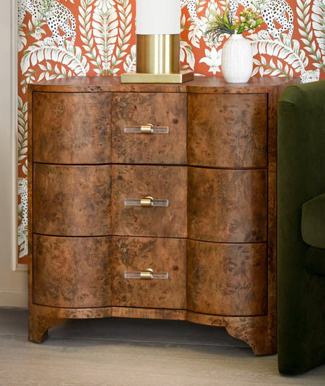 Calvin Dark Burlwood Side Table | Worlds Away at Fig Linens and Home - Lifestyle View 1