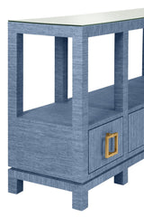 Campbell Blue Console Table by Worlds Away | Decorator Furniture - Detail of Angle View 2