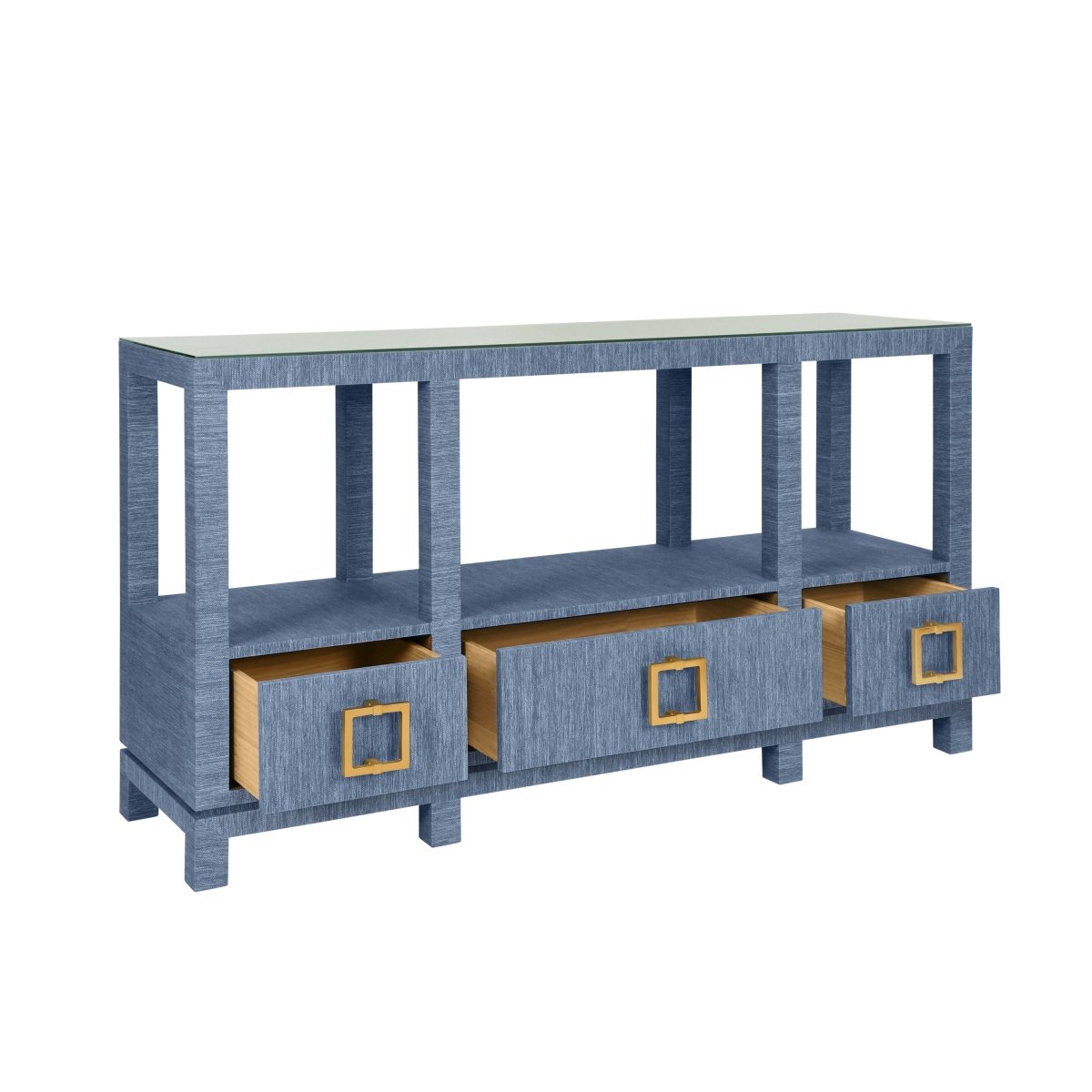 Campbell Blue Console Table by Worlds Away | Decorator Furniture at Fig Linens and Home Drawers View