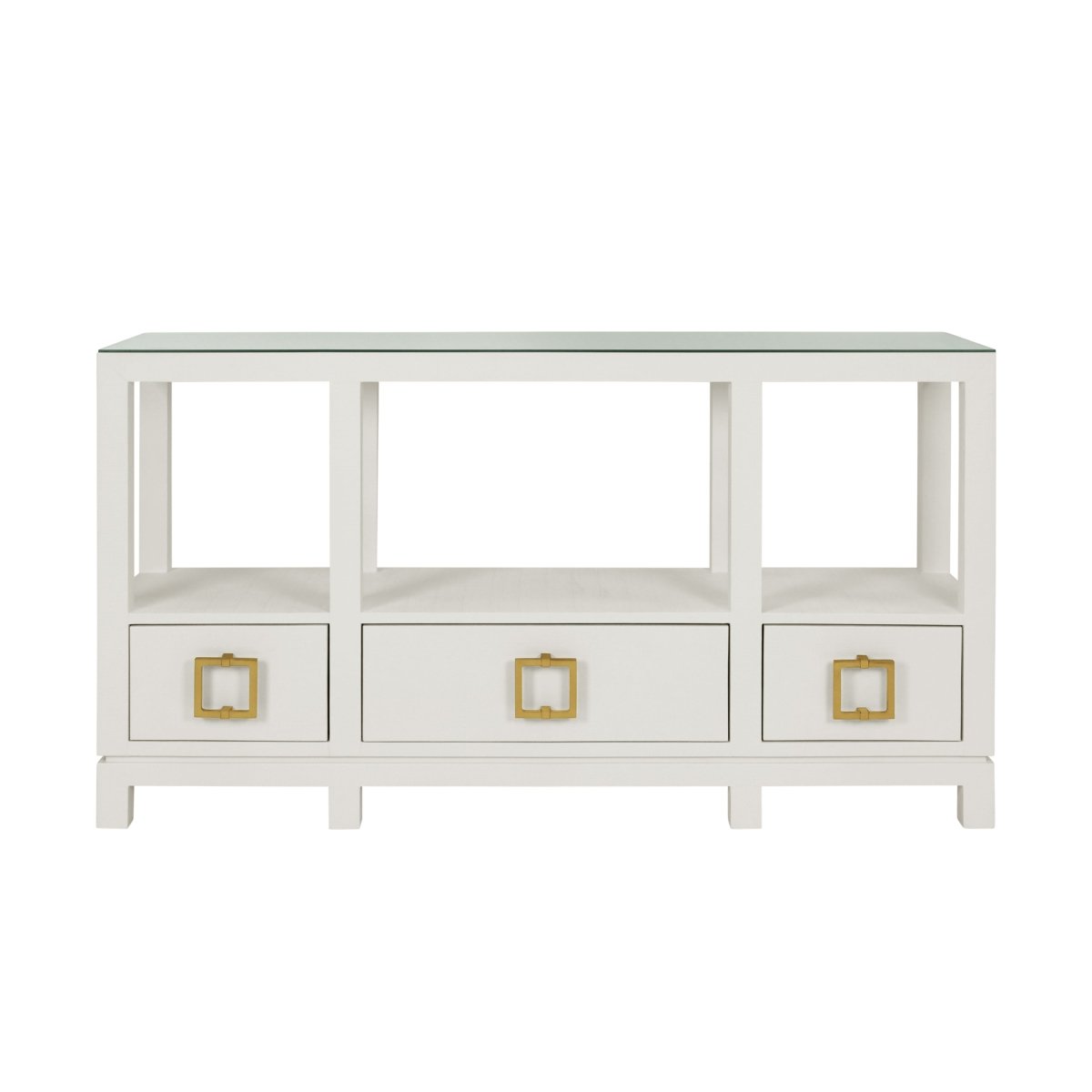 Campbell White Console Table by Worlds Away - Front View at Fig Linens and Home