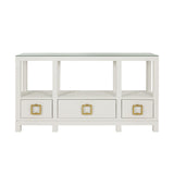 Campbell White Console Table by Worlds Away - Front View at Fig Linens and Home