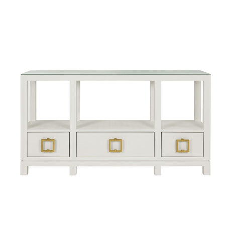 Campbell White Console Table by Worlds Away - Front View at Fig Linens and Home
