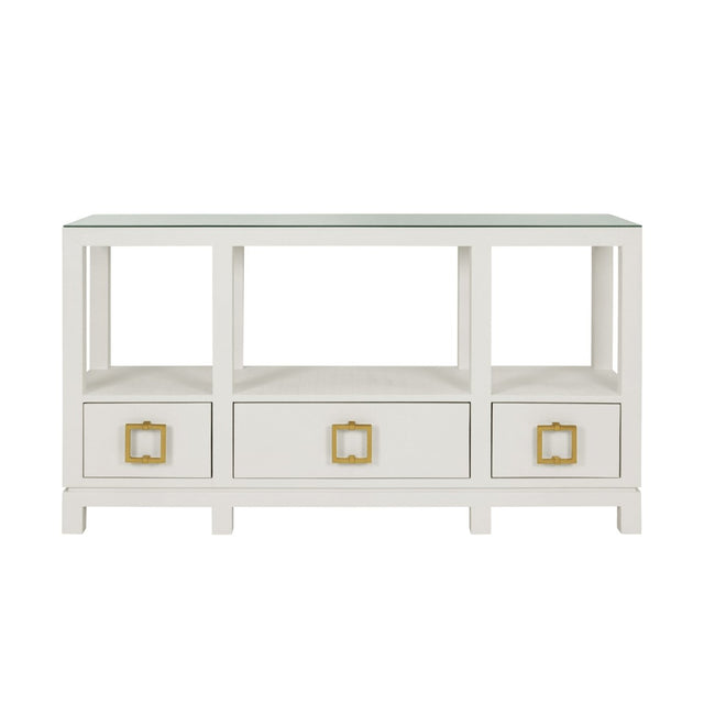 Campbell White Console Table by Worlds Away - Front View at Fig Linens and Home
