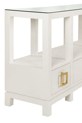 Campbell White Console Table by Worlds Away - Angle Detail View at Fig Linens and Home 2