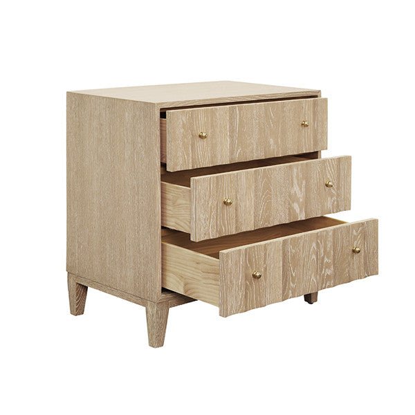 Carmack Cerused Oak Cabinet by Worlds Away at Fig Linens and Home - Open Drawers