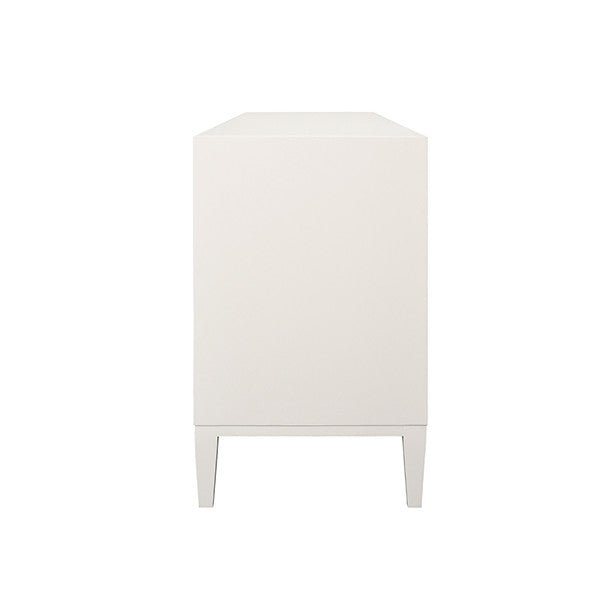 Carmack White Side Table by Worlds Away at Fig Linens and Home - Side View