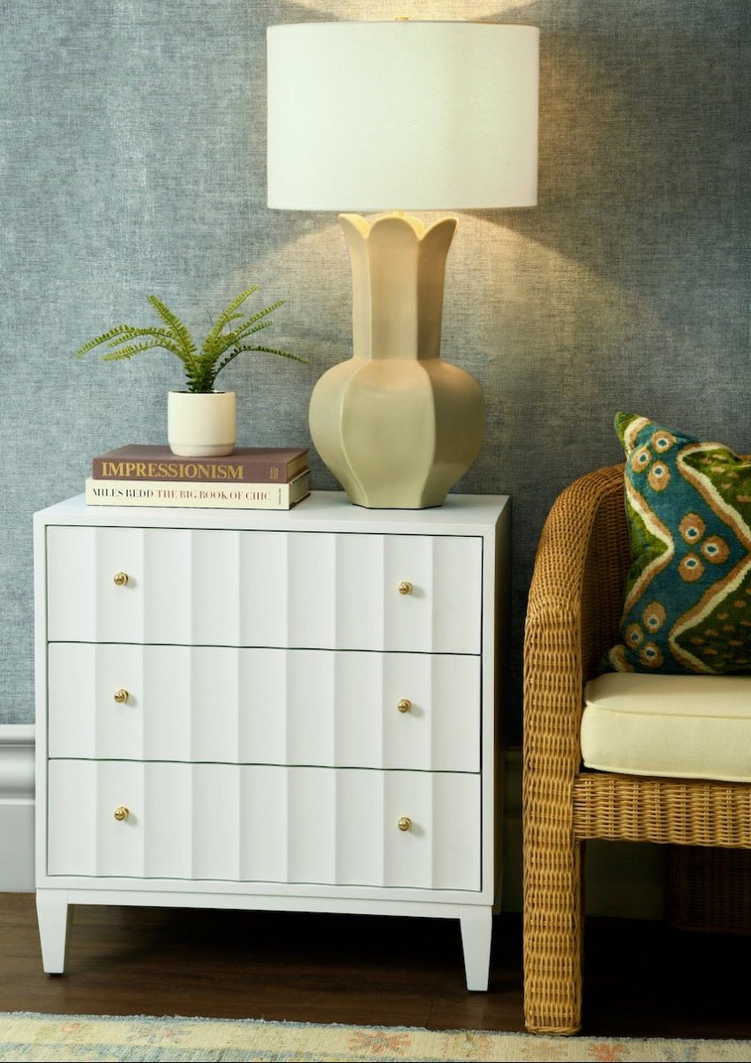 Carmack White Side Table by Worlds Away at Fig Linens and Home - View 2