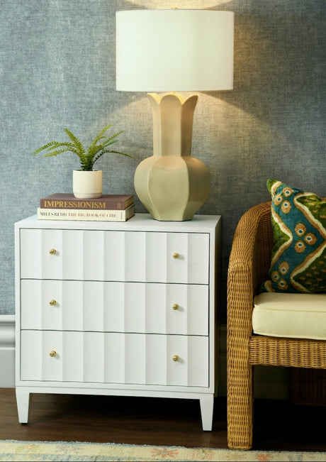 Carmack White Side Table by Worlds Away at Fig Linens and Home - View 2