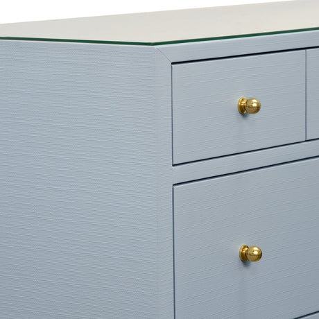 Carnegie Light Blue Cabinet by Worlds Away 34"H x 62"W x 20"D Light Blue at FIG LINENS AND HOME 2