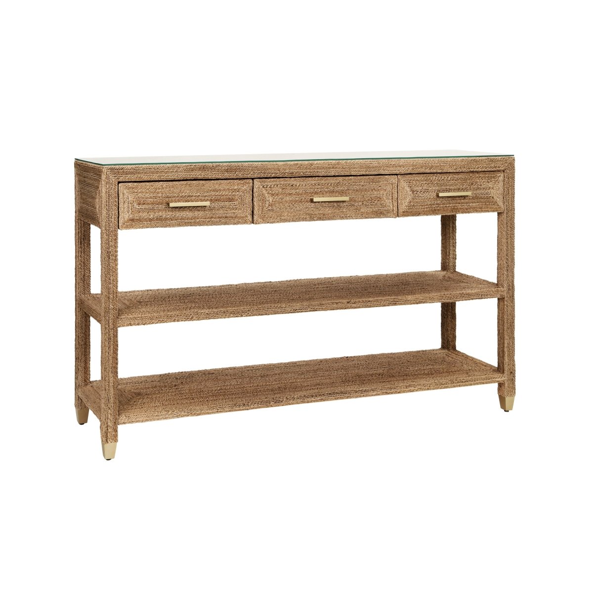 Cassie Natural Rope Console Table by Worlds Away | Coastal Furniture at Fig Linens and Home - Angle