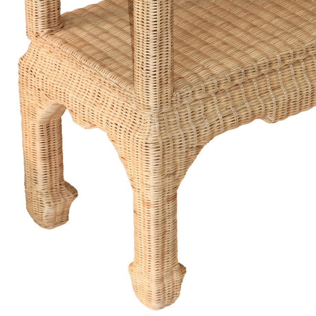 Cavalier Rattan Etagere by Worlds Away at Fig Linens and Home - Detail of Leg View