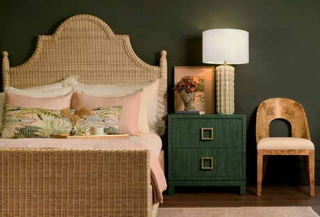 Cece Scallop Beige Ceramic Table Lamp by Worlds Away at Fig Linens and Home - Lifestyle View 1
