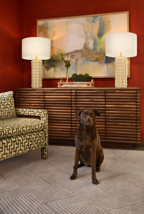 Cece Scallop Beige Ceramic Table Lamp by Worlds Away at Fig Linens and Home - Lifestyle View 2