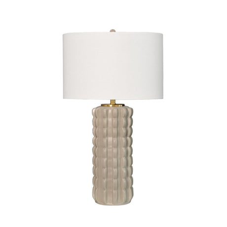 Cece Scallop Beige Ceramic Table Lamp by Worlds Away at Fig Linens and Home - View 1