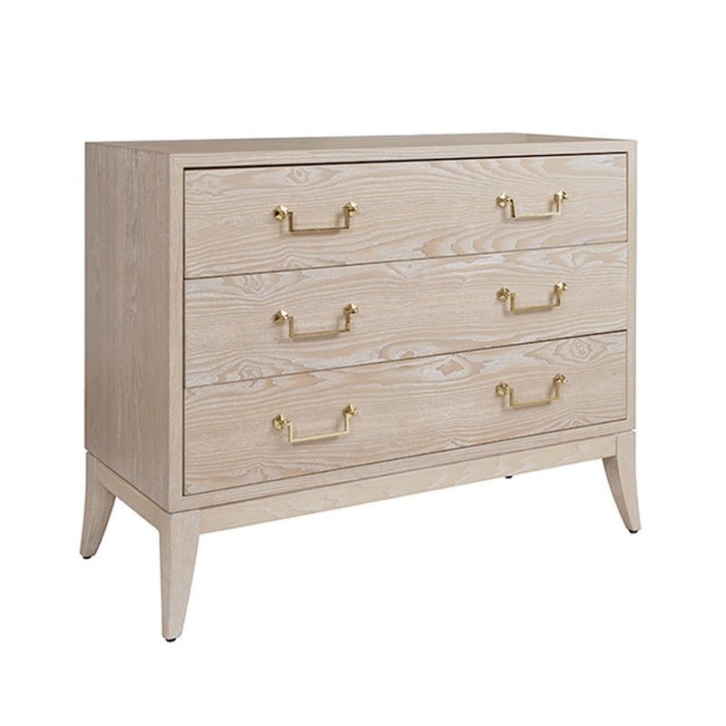 Worlds Away Chest of Drawers - Avis Cerused Oak Dresser - Angle View